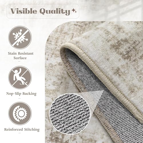 Area Rug 10x14 Washable Rug (Taupe / 10' x 14' (Rectangular))