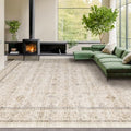 Washable Floral 10x14 Big Living Room Rug (10' x 14' (Rectangular) / Light Sand Beige)