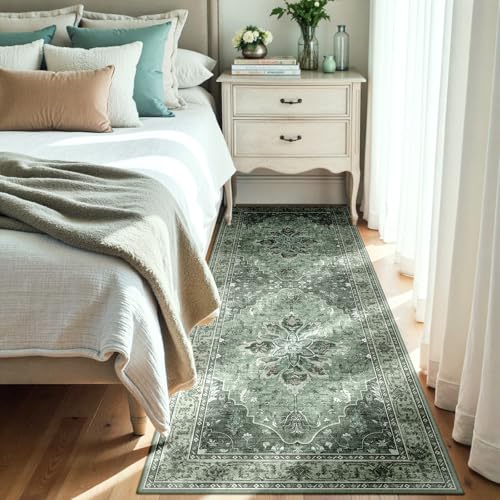 Washable Area Rug (Green/Dark Green/Gray / 3' x 7' (Rectangular))