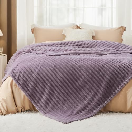 Full Size Fleece Blankets for Bed Light Purple 84"x90" (Light Purple / Full)