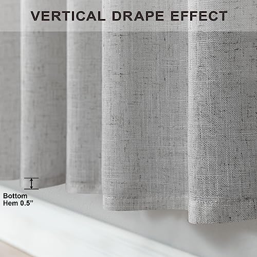 Light Grey Curtains 38 Inch Wide for Windows 2 Panel Back Tab Rod Pocket Light Filtering Semi Sheer Gray Linen Curtain for Bedroom Kitchen Door Living Room Modern Decor 38 Inch Width by 63 Inch Length (38"W x 63"L (Pack of 2) / Grey)