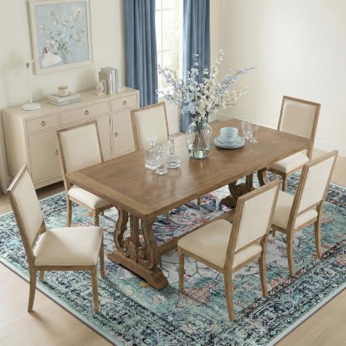 Washable Area Rug (Teal Green/White/Navy / 8' x 8' (Square))