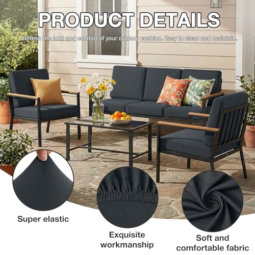 14Pcs Patio Cushion Covers (Dark Gray / 14PCS)