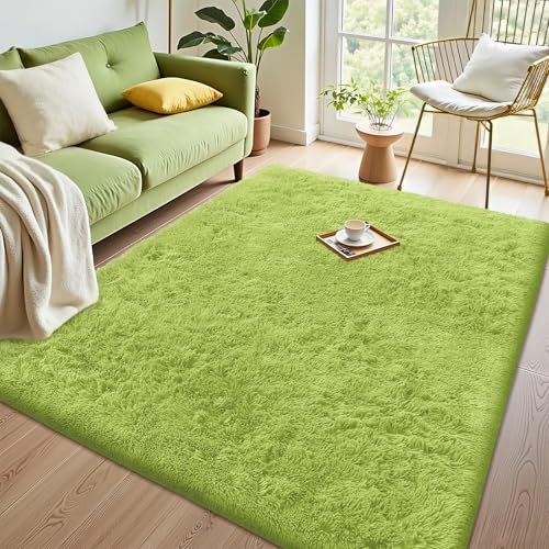 Area Rugs for Living Room Bedroom (4x5.9 Ft / Grass Green)