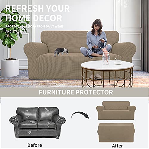 Stretch Oversized Loveseat Couch Covers Washable Natural (Medium-XL Loveseat / Natural)
