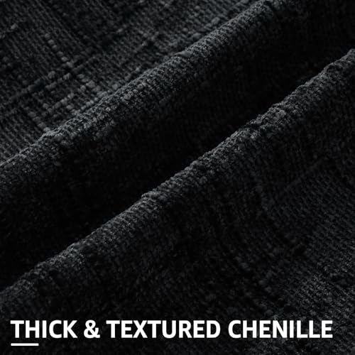 Textured Chenille Throw Pillow Covers 12x20 Set of 2 Black (Charcoal / 20" x 12" (Pack of 2))