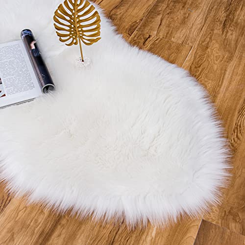 Ultra Soft Fluffy Shaggy Area Rug Faux Fur Rug Chair Cover Seat Pad Fuzzy Area Rug for Bedroom Floor Sofa Living Room (White / 2' x 3' (Sheepskin))