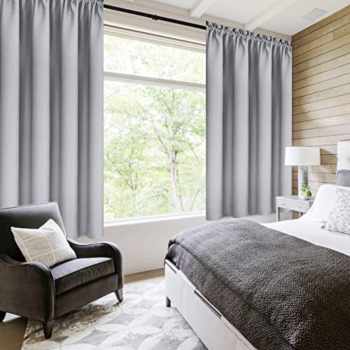 Blackout Curtains for Bedroom Living Room 38 x 45 Inch Long 2 Panels (Silver Grey / 38"W x 45"L (Pack of 2))