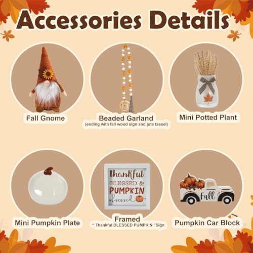 Fall Decorations for Home 6PCS Fall Thanksgiving Tiered Tray Decor Set (Thanksgiving)