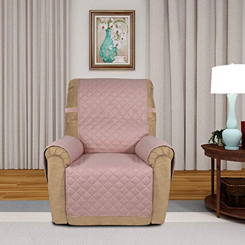 Reversible Recliner Chair Covers Couch Covers for Dogs (Small Recliner / Pink/Beige)