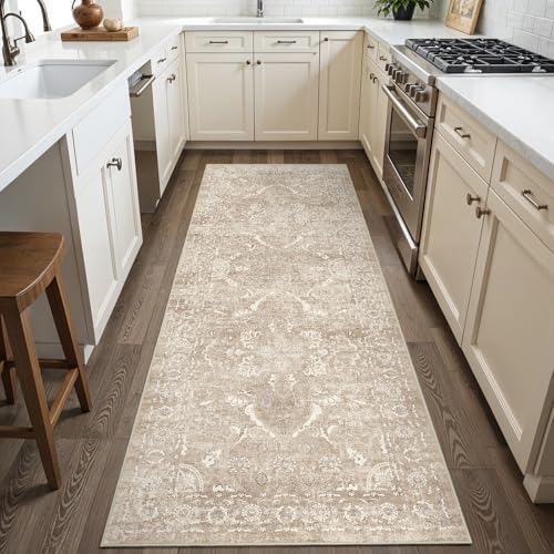2x6 Washable Runner Rug (Natural Beige / 2' x 6' (Runner))