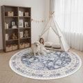 Round Rug 8ft (Blue/Beige / 8' (Round))