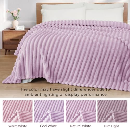 Striped Twin Size Fleece Blanket for Bed (Lilac Purple / Twin ( 60x80 IN ))