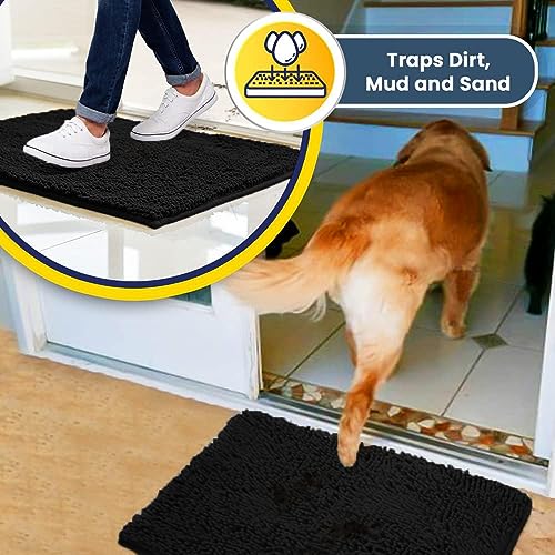 Super Water Absorbent Door Mat Indoor (Black / 24" x 36")