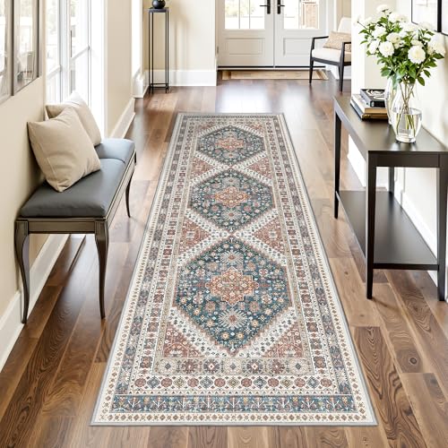 Kitchen Runner Rug Non Slip Washable Rugs 2.5x8 (Blue / 2'6" x 8' (Runner))