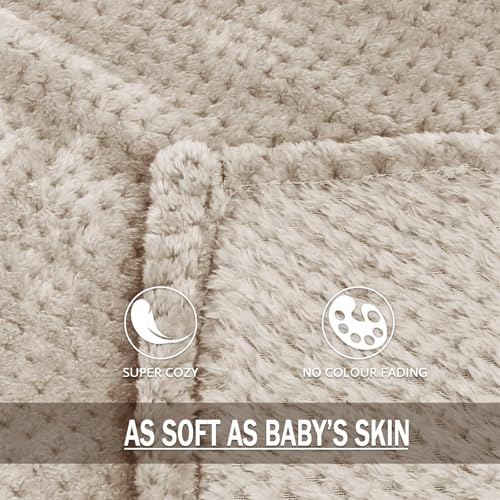 Large Waffle Fleece Throw Blanket for Couch (Tan / 50x70 in)