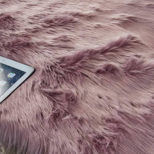 Ultra Soft Fluffy Shaggy Area Rug Faux Fur Rug Chair Cover Seat Pad Fuzzy Area Rug for Bedroom Floor Sofa Living Room (Light Purple / 2' x 4' (Sheepskin))