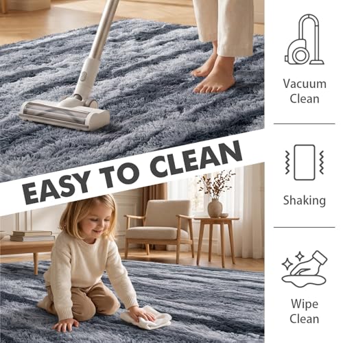 4x6 Ft Shag Rugs for Bedroom Living Room (Dg Grey 4sm02 / 4' X 6' (Rectangular))