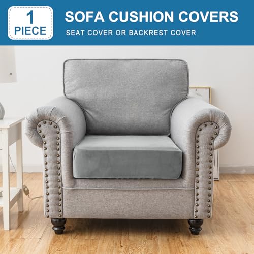 Couch Cover Stretch Velvet Sofa Cushion Cover 1 (Light Grey / 1PC Seater or Backrest)