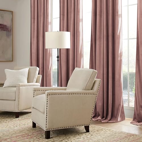 Dusty Pink Velvet Curtains 72 inches with Hook Belt (Dusty Pink / 52"W x 72"L (Pack of 2))