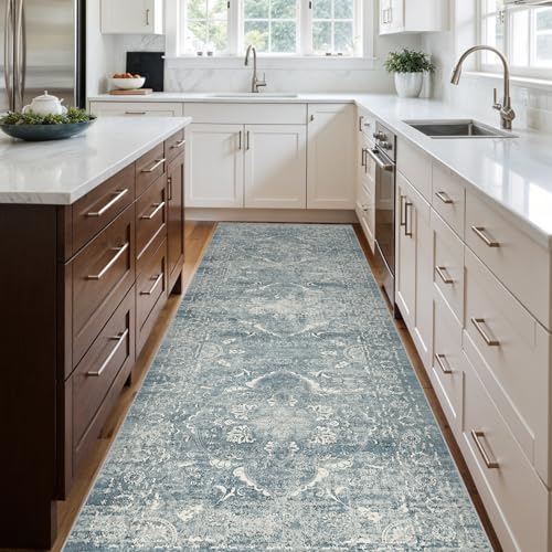 4x10 Washable Hallway Runner Rug (Blue / 4x10)