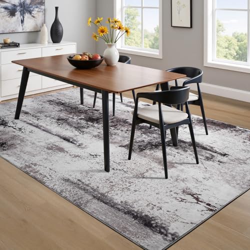 Abstract Area Rug Modern Washable Rug Soft Non Slip Rug Low Pile for Bedroom Living Room Dining Room Coffee Brown 5x8 Feet (Coffee Brown / 5' x 7'11" (Rectangular))