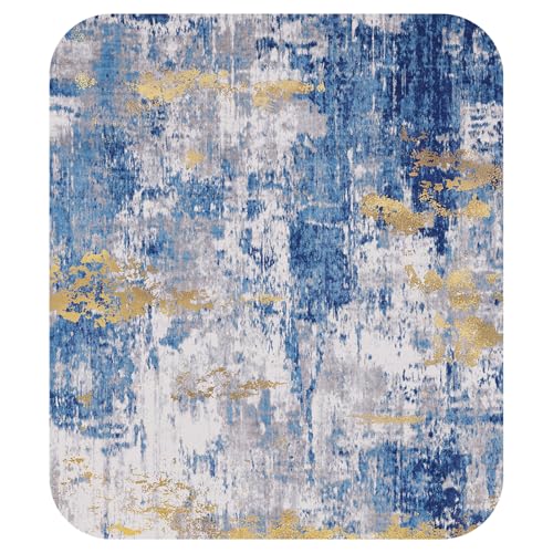 Washable 7'x9' Abstract Area Rug for Living Room Blue Gold (Blue/Gold / 7' x 9' (Rectangular))