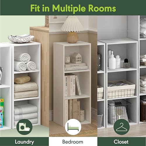 LUDER Book Shelf (White / 3-Tier Cube)