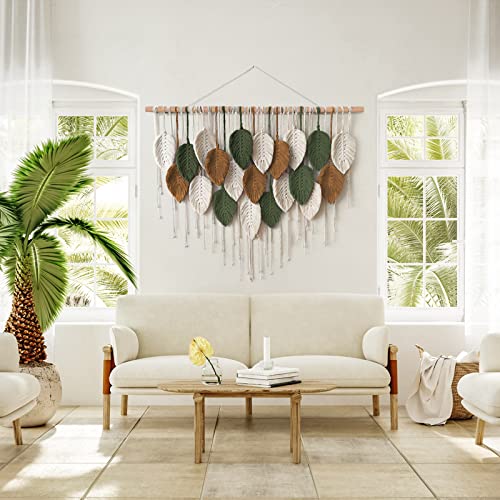 Large Macrame Wall Hanging Boho Woven Tapestry Chic Home Decor Wall Art (39"W x 29.5"L)