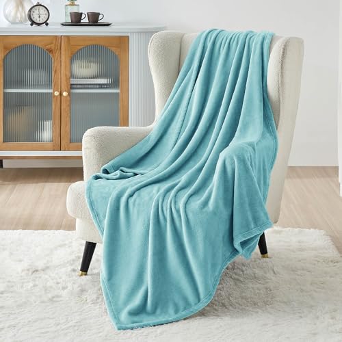 GentleSoft Fleece Throw Blanket for Couch River Blue (River Blue / Throw (50" X 60"))