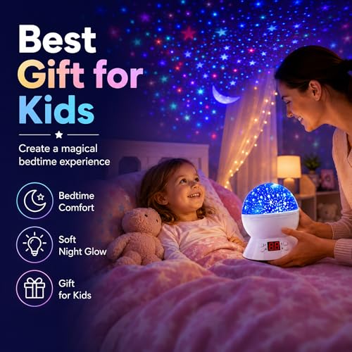 Star Projector Night Light for Kids (White)