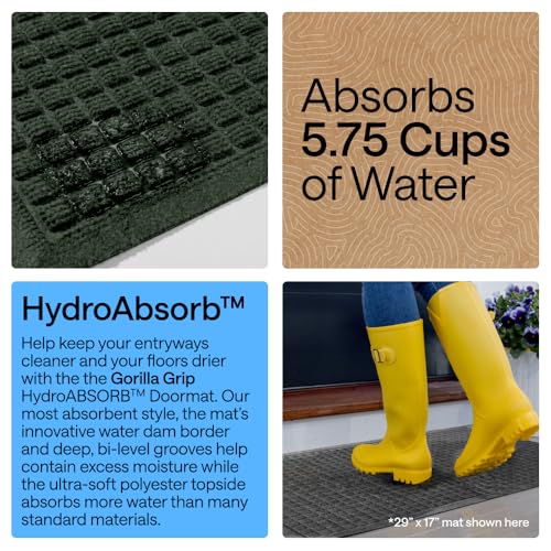 HydroABSORB Door Mat for Indoor Outdoor Use (Green / 35" X 23")