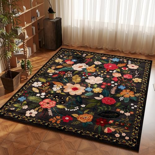 Area Rug 4x6 Washable (Black / 4' x 6' (Rectangular))