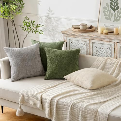 Decorative Couch Throw Pillow Covers 20x20 Inch Olive 2 Pack (20" x 20" (Pack of 2) / Olive)