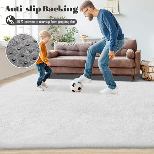 5x7 Area Rug for Living Room (White / 5' x 7' (Rectangular))