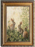 Gold Framed Wall Art for Home Decor (12"L x 16"W / Rabbits in Spring)