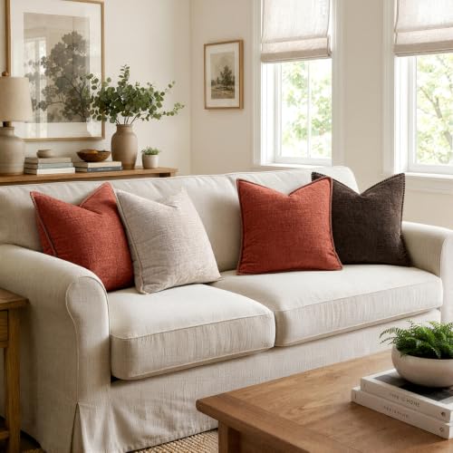 Decorative Couch Throw Pillow Covers 20x20 Inch Dark Brown 2 Pack (Reddish Brown / 20" x 20" (Pack of 2))