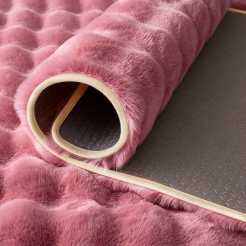 Dusty Rose Rabbit Plush Rug 6'x9' (Dusty Rose / 6' x 9' (Rectangular))
