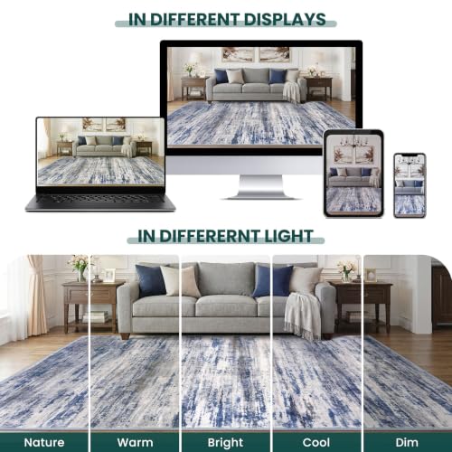 Modern Washable Rug Runner 2x5 Hallway Rug Runner Grey (Blue-grey / 2' x 5' (Runner))