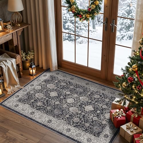 Washable 3x4 Entryway Area Rugs (3x4 / Black/Navy)