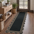 Scalloped 2x6 Kitchen Runner Rug (2'x6' (Runner) / Black Geometric)