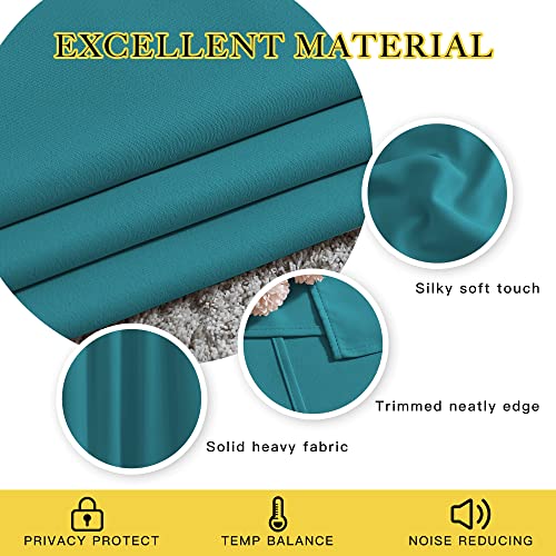 Blackout 80 inch Curtains for Doorway (Peacock Teal / 46"W x 80"L (Pack of 2))