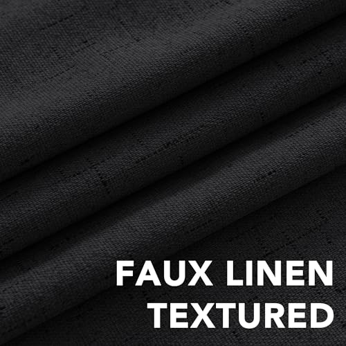 100% Blackout Linen Curtains 96" L 2 Panels Black (Black / 52"W x 96"L (Pack of 2))
