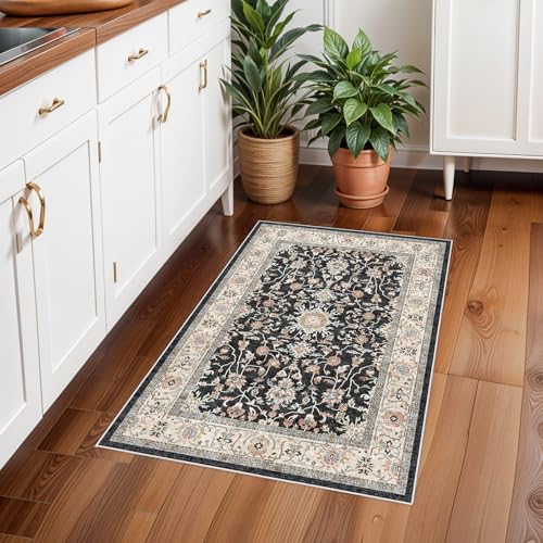 2x3 Washable Hallway Runner Rug (Black / 2' x 3' (Rectangular))
