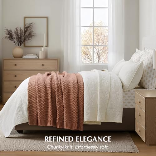 HOME Chunky Chenille Knit Throw Blanket (Terracotta Clay / 50" X 60")