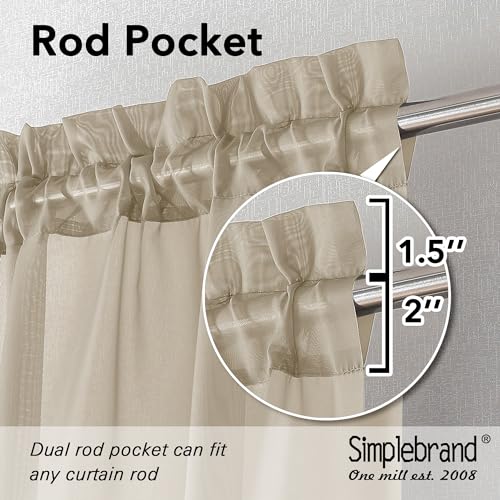 Taupe Sheer Curtains 84 Inches Long 2 Panels (Taupe / 42"W x 84"L (Pack of 2))