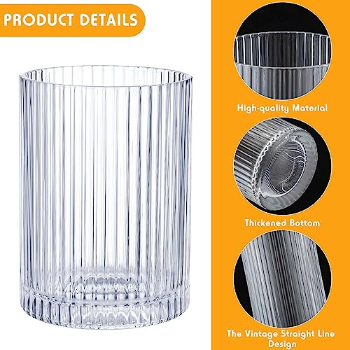 12 Pcs Ribbed Drinking Glasses Clear Vintage Cups Set (9 oz 12 oz)
