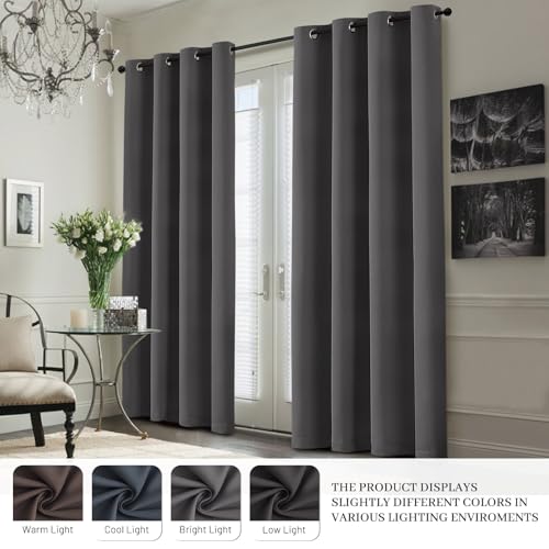 Charcoal Grey 100% Blackout Curtains 63 Inches Long 50" Wide 2 Panel (50"W x 63"L (Pack of 2) / Charcoal Grey With White Backing)