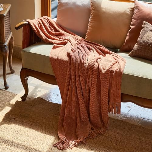 Throw Blanket for Couch (B-orange Rust / 60*80'')