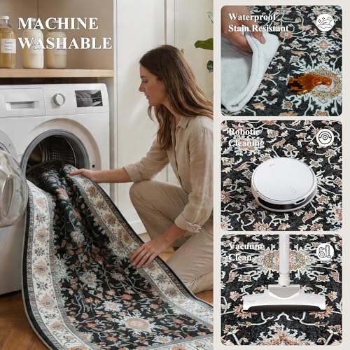 2x3 Washable Hallway Runner Rug (Black / 2' x 3' (Rectangular))